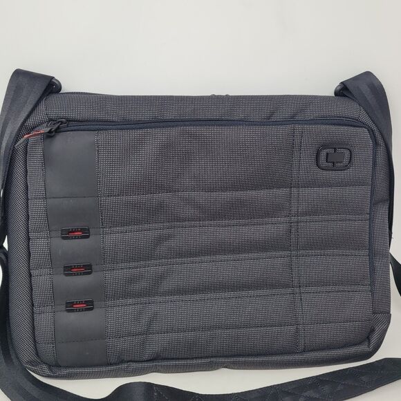 OGIO Consul Messenger Bag Nylon Water Resistant Sleeve Laptop Tablet Dk Grey Blk - Picture 1 of 15